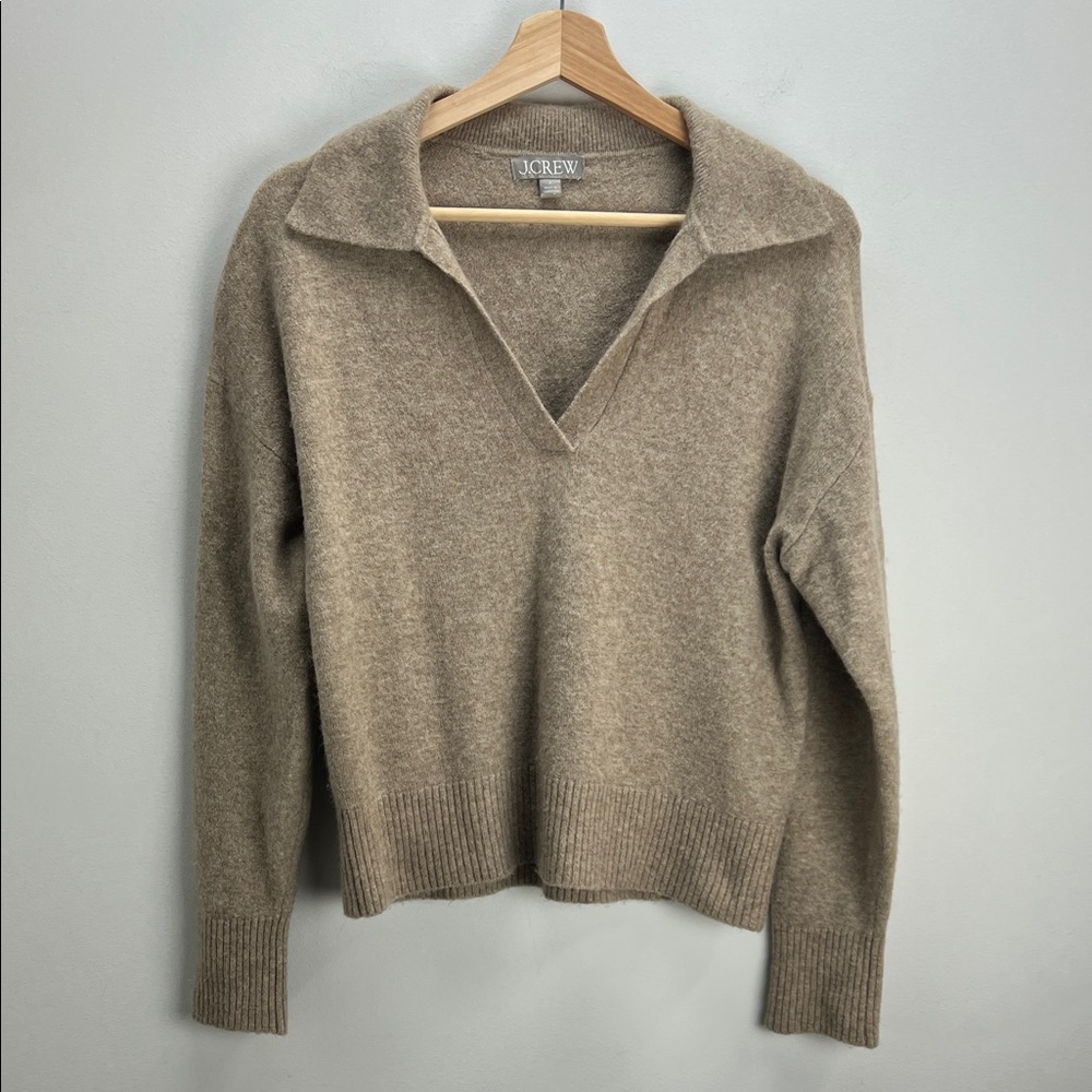 J. Crew Collared V Neck Sweater Supersoft Yarn Alpaca Small Old Money Preppy
